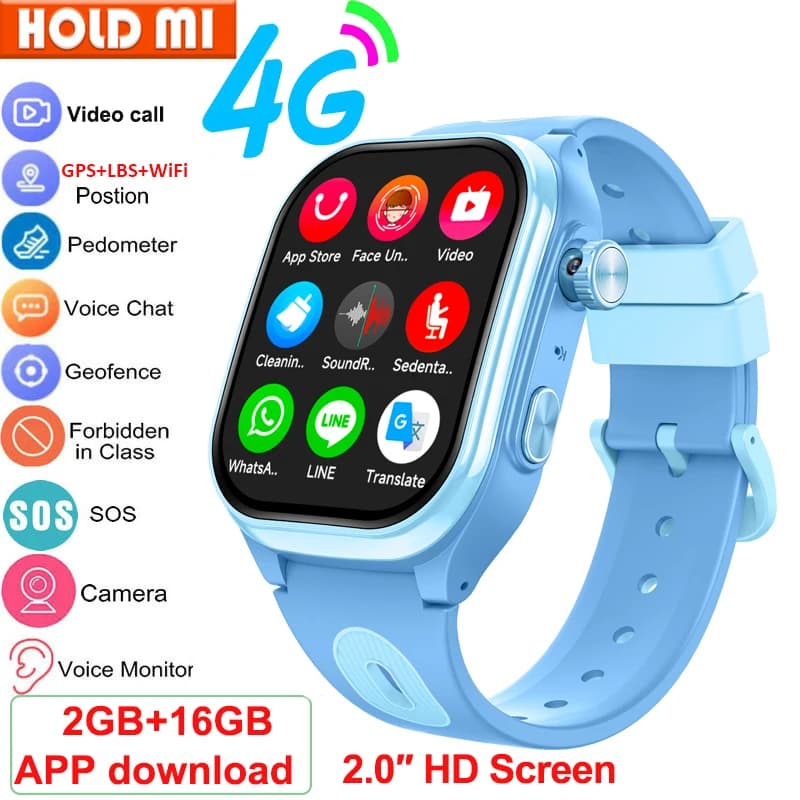 Smartwatch 4G per Bambini con GPS, WIFI, Videochiamata, Download APP, Chiamata SOS, Monitoraggio e Localizzazione, Regalo per Ragazzi e Ragazze