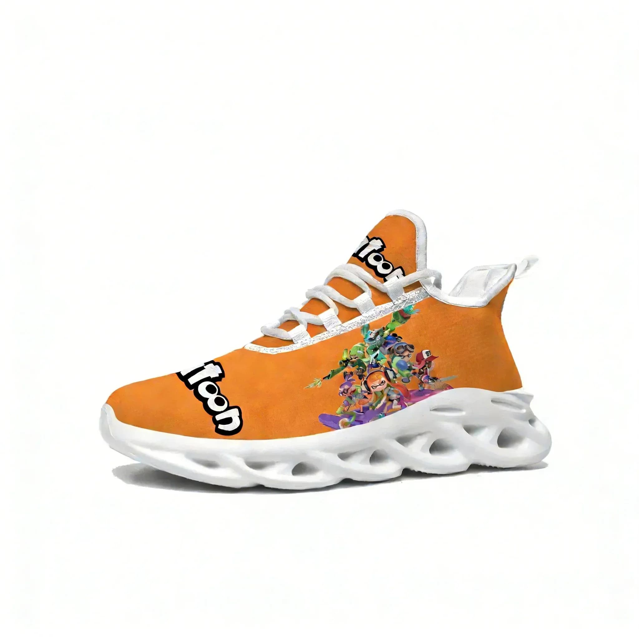 Scarpe da ginnastica sportive personalizzate con lacci per uomo e donna, ispirate al gioco Splatoon e ai cartoni animati anime