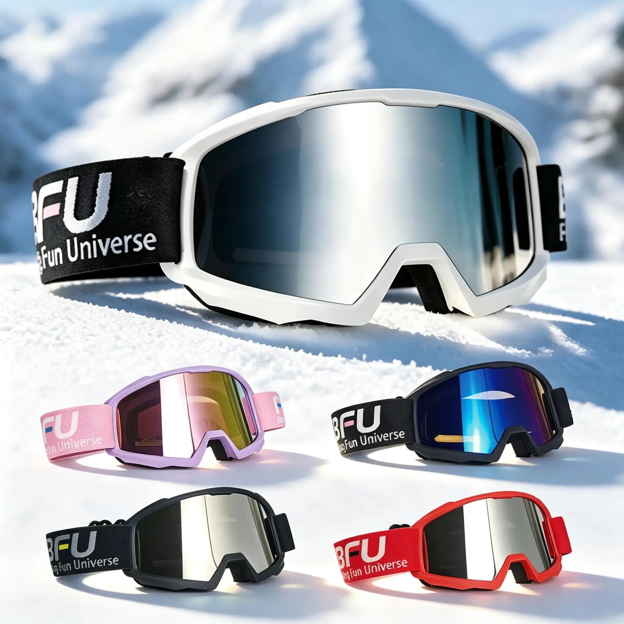 HD Lens Outdoor Goggles, Breathable Vent Holes, Adjustable Headband for Ski Snowmobile Off-Road Jungle Trekking Sports