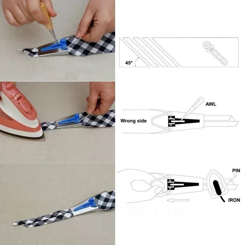 Top Quality DIY Sewing Quilting Binding Tape Maker, Multi-Size Tape Making Machine with Crimping Drum Set