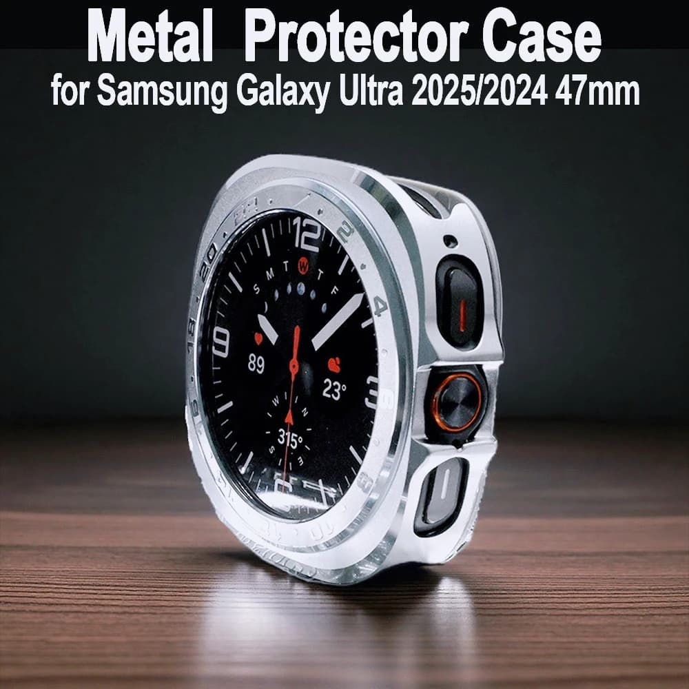 Hard Metal Protective Case for Samsung Galaxy 2025 47mm Metal Frame Protective Case for Samsung Galaxy Watch Ultra 2024