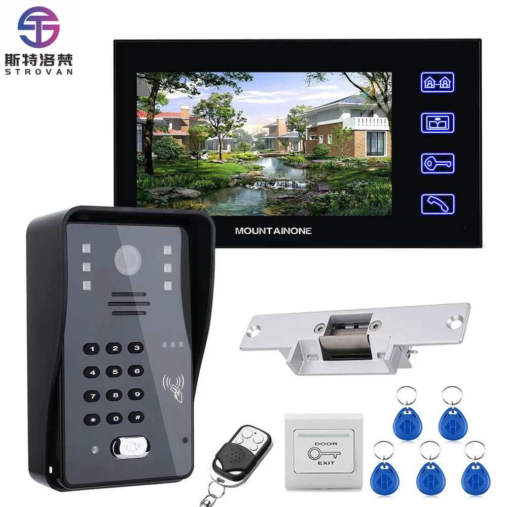 Campanello citofono videocitofono con password RFID da 7 "con linea TV IR 1000 con serratura senza attacco elettrico