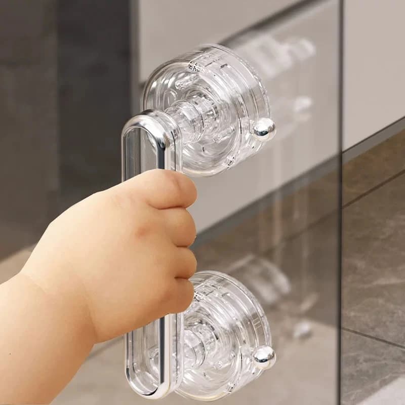 AOBT Maniglia scorrevole antiscivolo senza trapano Maniglia per porta a ventosa impermeabile Maniglia per porta in vetro per bagno Maniglia per porta dell'armadio rimovibile