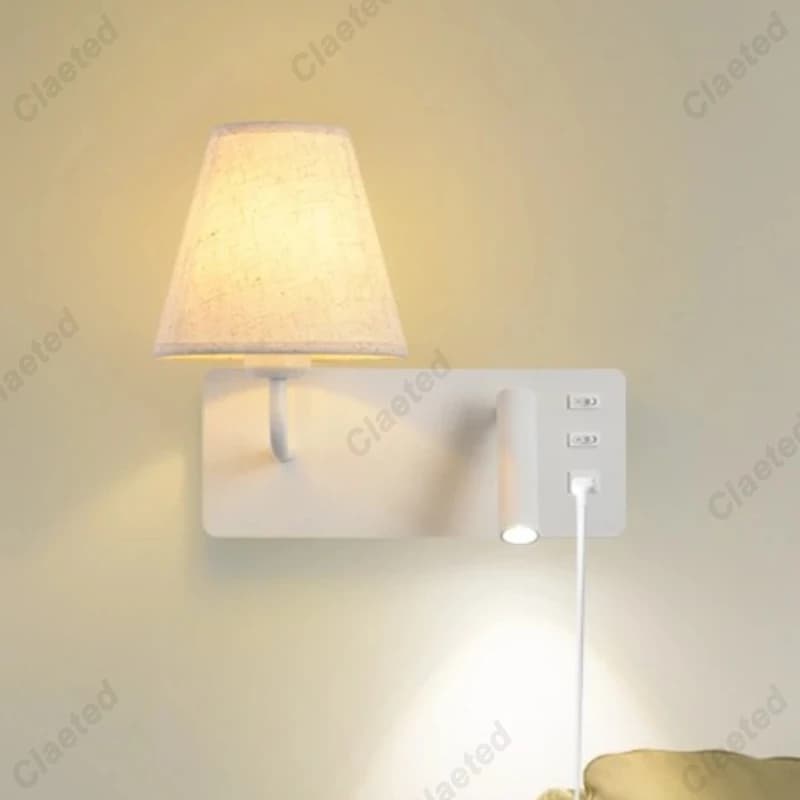 Lampada da parete a LED moderna con interruttore tattile Porta USB Comodino Camera da letto Hotel Lampada da lettura Decorazione della stanza Apparecchio di illuminazione per interni