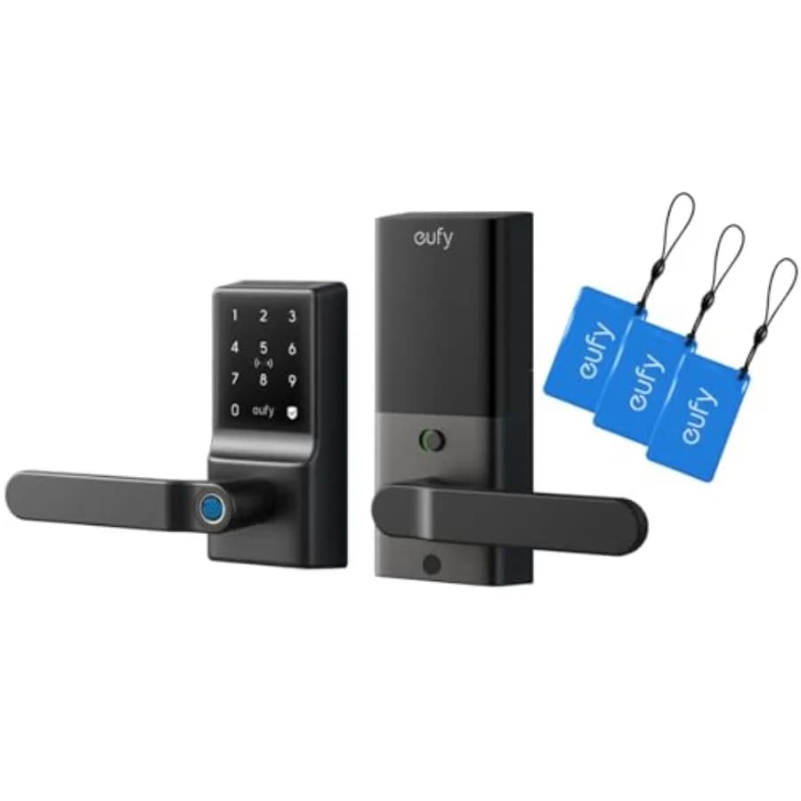 Serratura Intelligente C33 con 3 Schede NFC, Serratura Biometrica Senza Chiave con Maniglia, Wi-Fi Integrato, Controllo Remoto, Accesso Biometrico