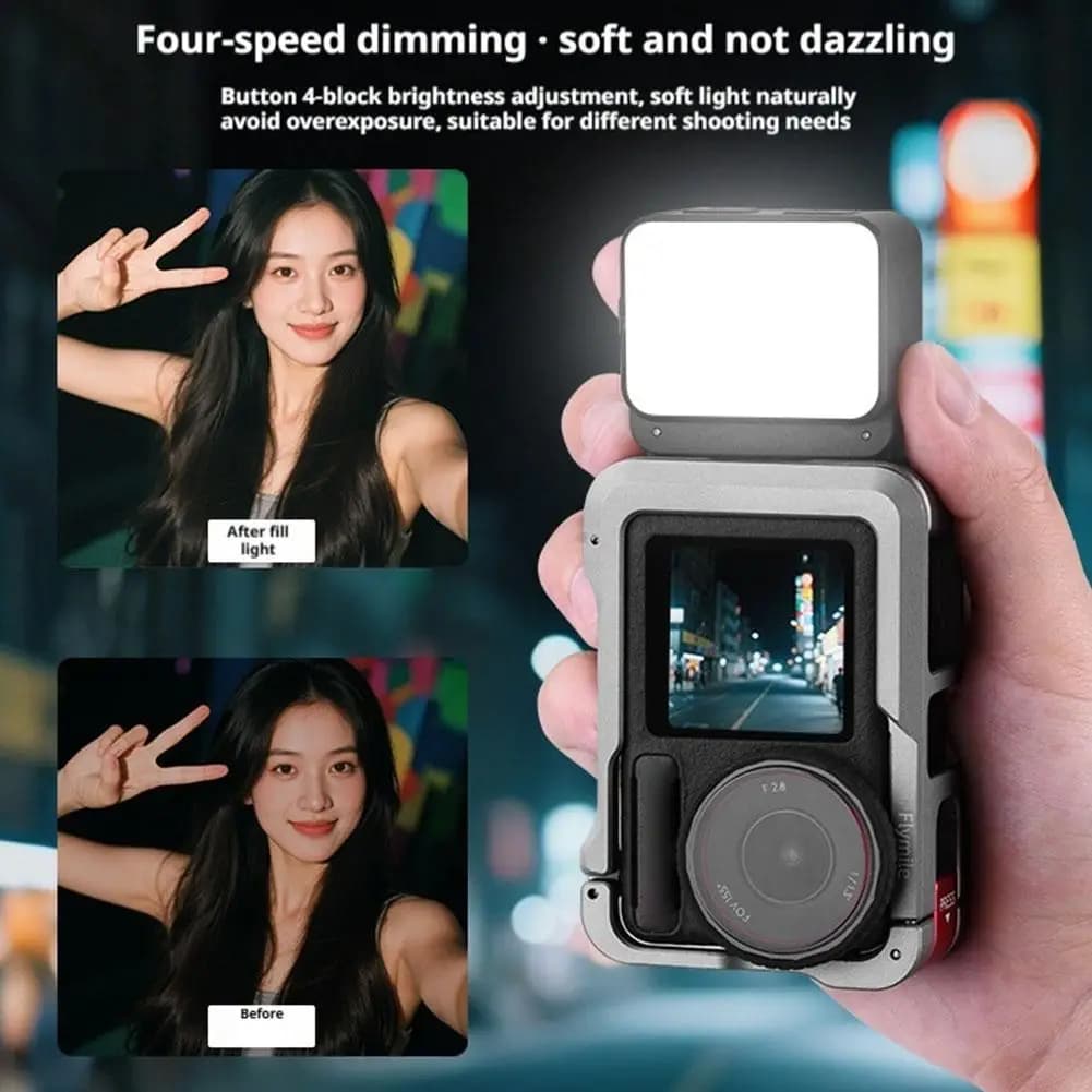 Universal Magnetic Filling Light for DJI Pocket 3/Action 4/5 Pro/Insta360 X4/X5/GoPro 13 Video Lights for Beauty Lighting