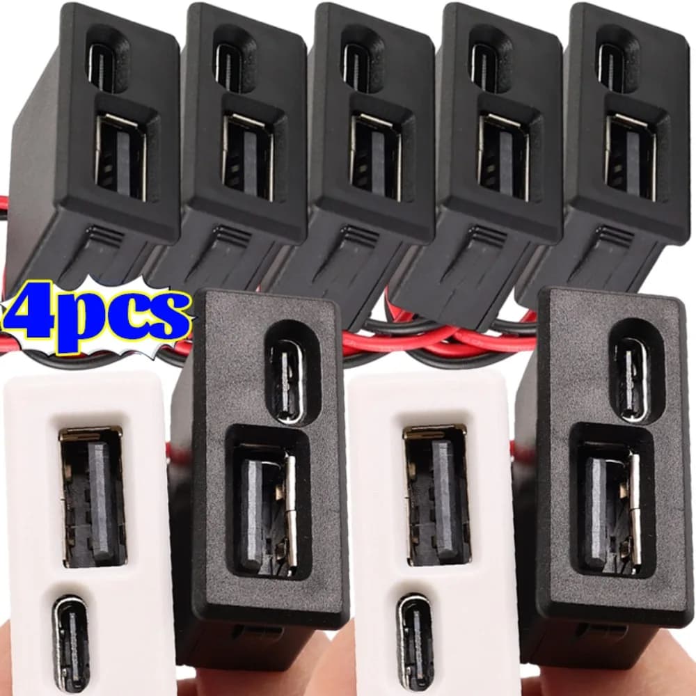 Hub Splitter USB a Doppia Porta Femmina 2 in 1, Presa di Alimentazione e Ricarica 5V 2A, Connettore per Cavo di Prolunga per Auto, Camper, Barca, Modding