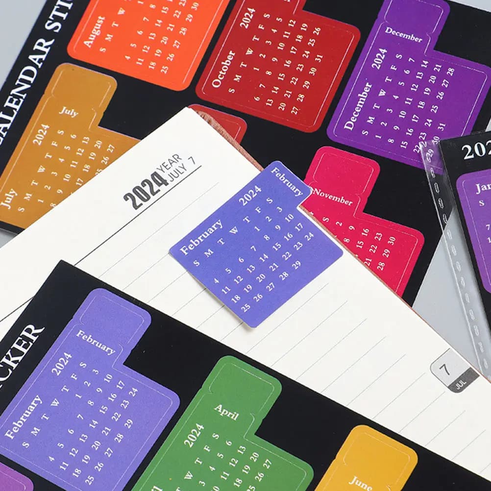 1 set di adesivi per calendario e mese, etichette multifunzionali per pianificazione giornaliera, accessori fai da te per agenda, etichette adesive per quaderni da ufficio e scuola