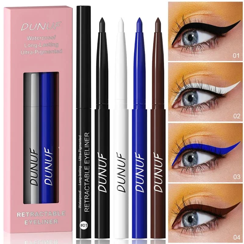 4 pcs/set eyeliner retractable durable waterproof eyeliner pencil that does not droop soft easy to use in sweat