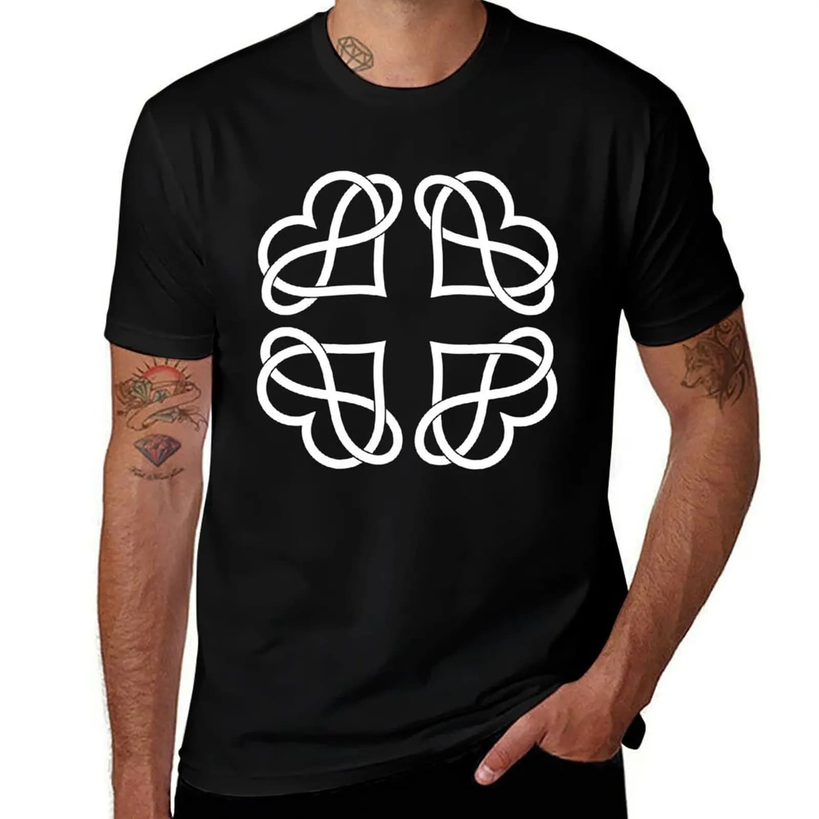 T-shirt Polyamorous Heart Knot con scollo rotondo e maniche corte