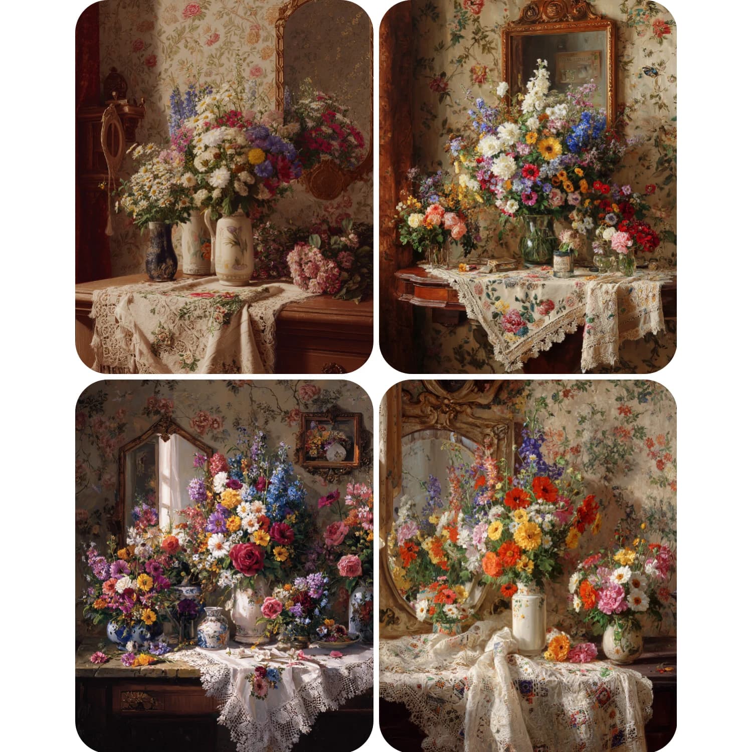 Hand Paint Desktop flower arrangement art Painting By Numbers Kit DIY Acrylic Artwork Canvas Art Gift Home