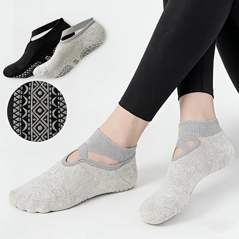 Yoga Socks for Women Non Slip Cross Strap Pilates Socks Breathable Anti-skid Barre Ballet Dance Gym Fitness Sports Socks