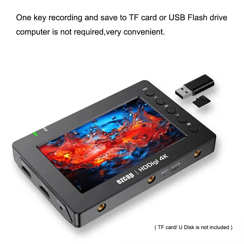 Ezcap278 HDDigi 4K HDMI Scheda di acquisizione audio video Registratore di giochi con pausa schermo/registrazione di pianificazione su scheda TF Unità flash USB U