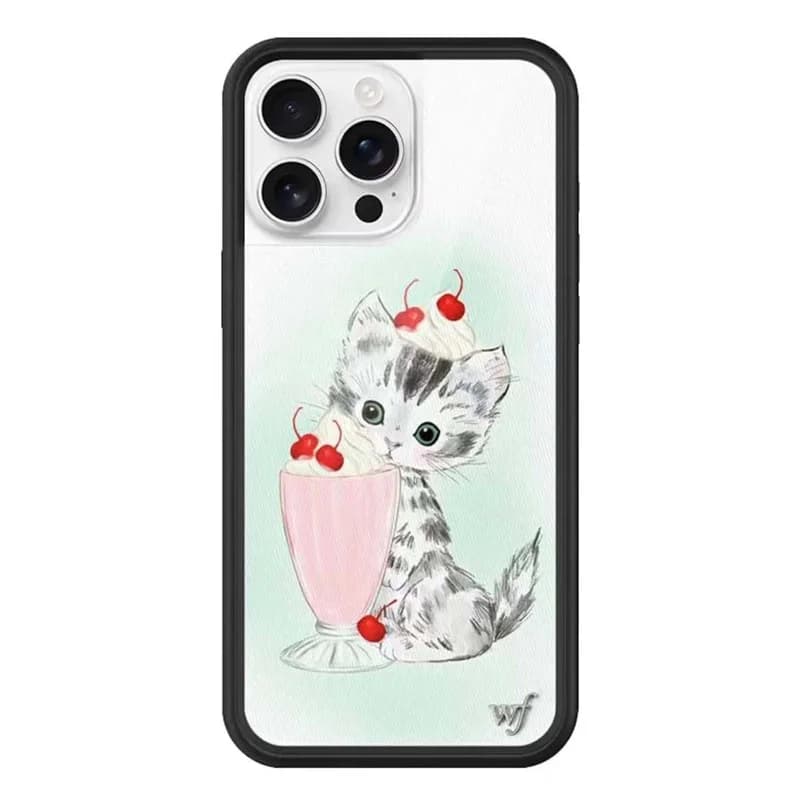 Custodia per telefono Wildflower Kitty Shake Cat per iPhone 17 16 15 14 13 12 Pro Max Plus WF Fashion Kitten Meow Copertura per gelato alla ciliegia