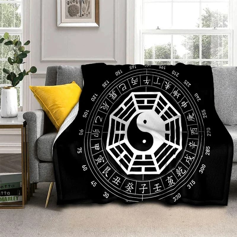 Chinese 3D Tai Chi Bagua Yin Yang Blanket,Soft Throw Blanket for Home Bedroom Bed Sofa Picnic Travel Office Cover Blanket Kids