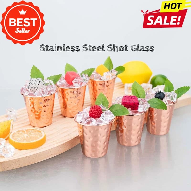 4/6PCS Bicchiere da colpo in acciaio inossidabile 304 6-70ml Teschio Rosa Logo Pianura Argento Placcato in rame Mini Whisky Vodka Cup Set di articoli da bar