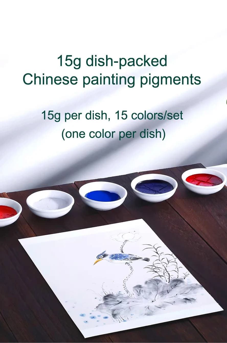 Chinese Painting Pigments Set 12 Colors - Natural Mineral & Plant Based Art Supplies, Non-fading Paint for Calligraphy