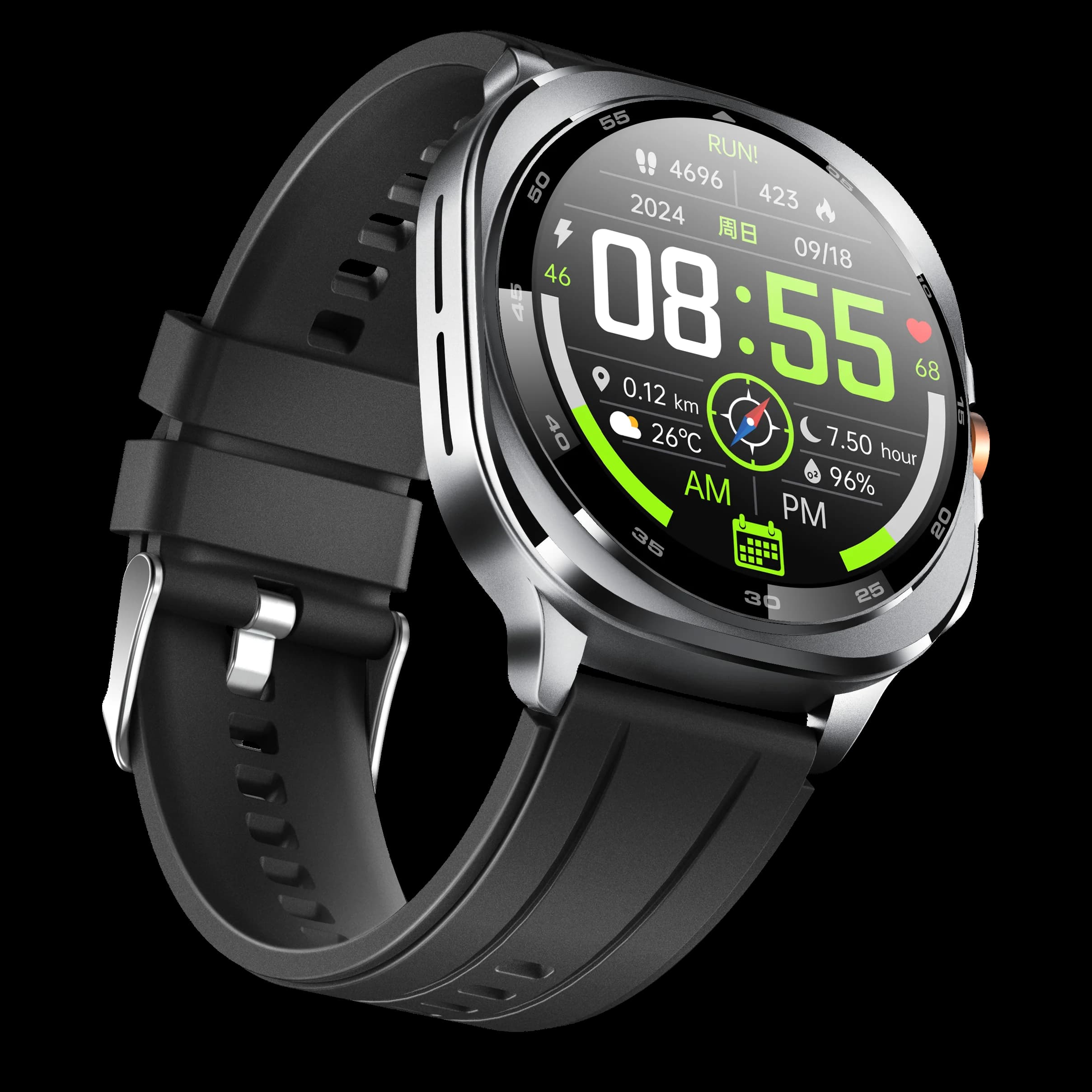TS400 2025 Nuovo Smartwatch Amoled con GPS, Bussola, Altimetro, Barometro, Impermeabile 3ATM, Batteria 530mAh, Monitoraggio Salute, Smartwatch Sportivo