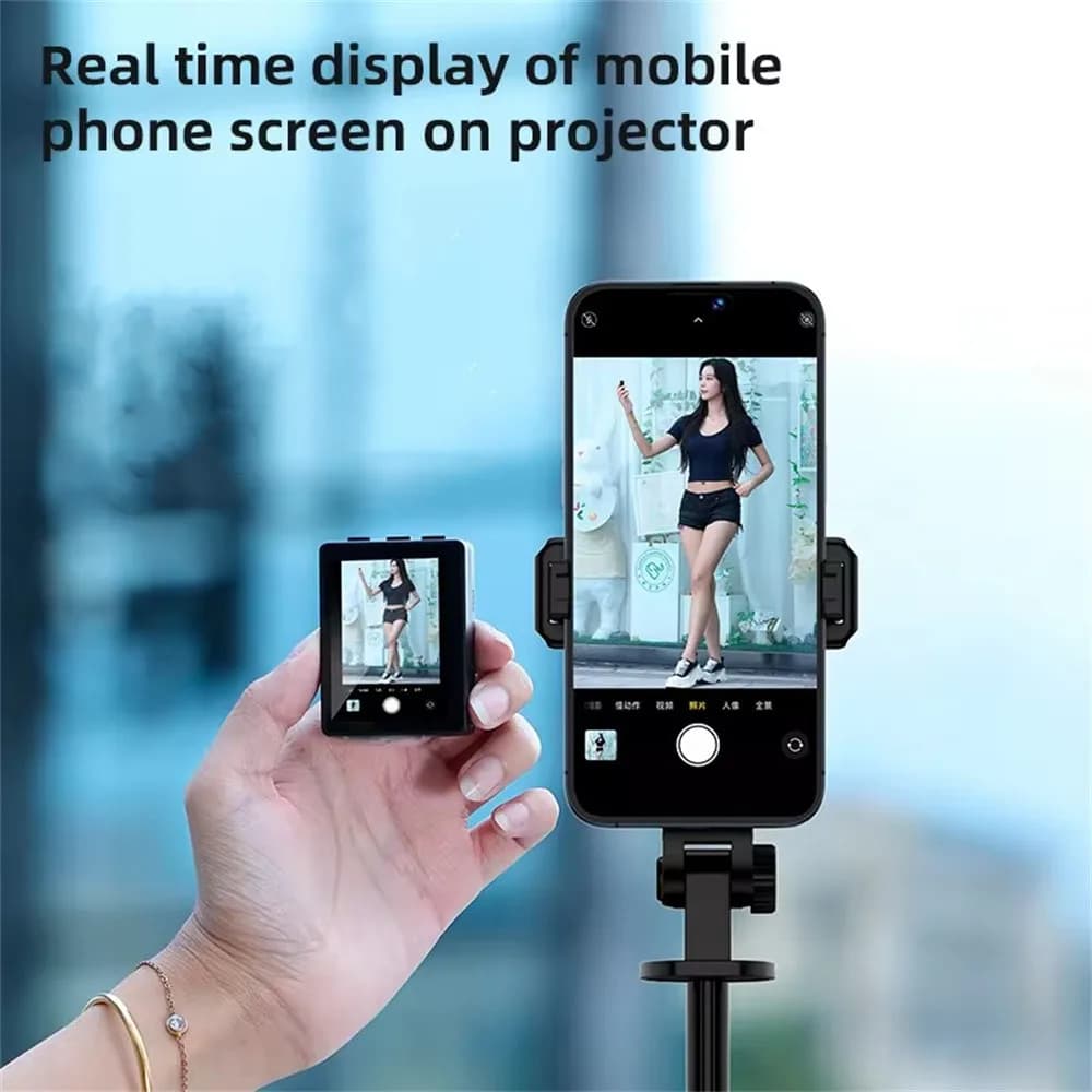 Mirroring dello schermo Selfie Stick Schermo di proiezione WIFI Treppiede Display in tempo reale Monitor selfie per smartphone Registrazione video Vlog