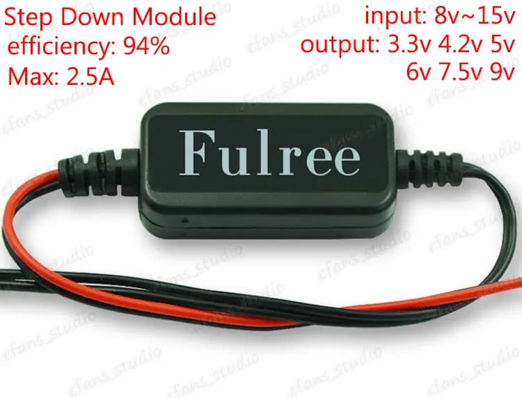 Convertitore DC-DC Sottile Fulree da 12V a 3.3V 4.2V 5V 6V 9V per Telecamere Auto, DVR, Dash Cam, Modulo di Alimentazione