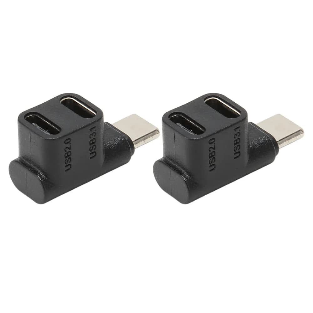 2PCS 10Gbps USB C Adapter 4K@60Hz 100W Right Angle Adapter USB 3.1 Type C Male to USBC 3.1 USB C2.0 90 Degree Angle