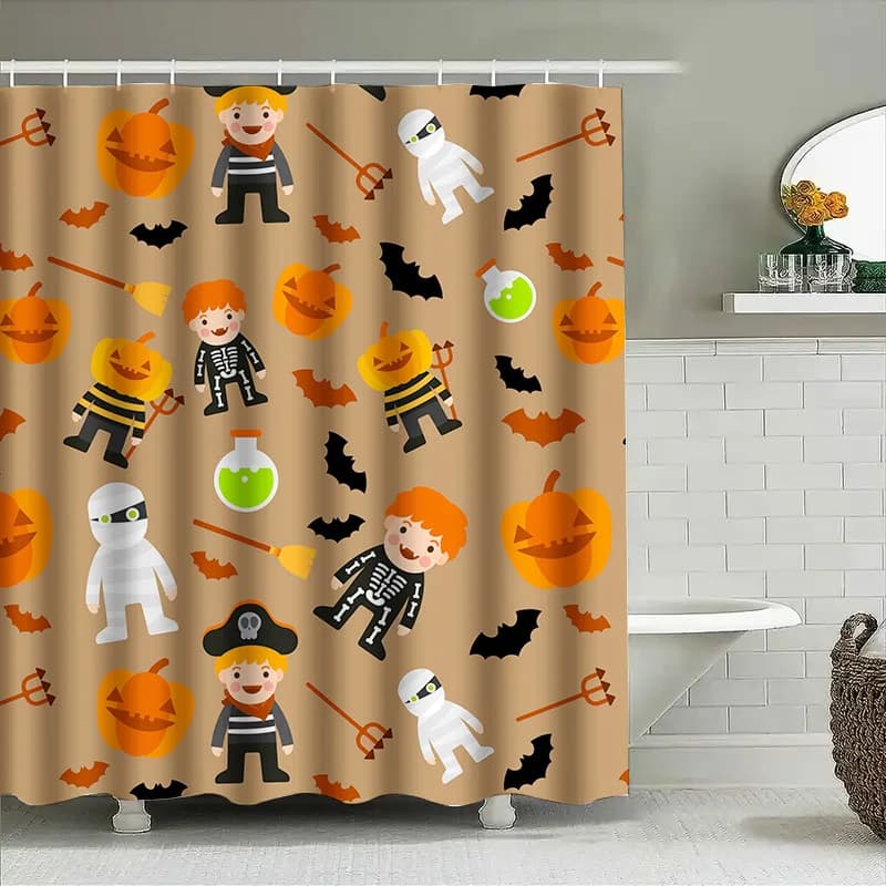 Tuniu Cartoon Halloween Baby Kids Tenda da doccia Simpatico pipistrello zucca Fantasma Decorazione da bagno per bambini