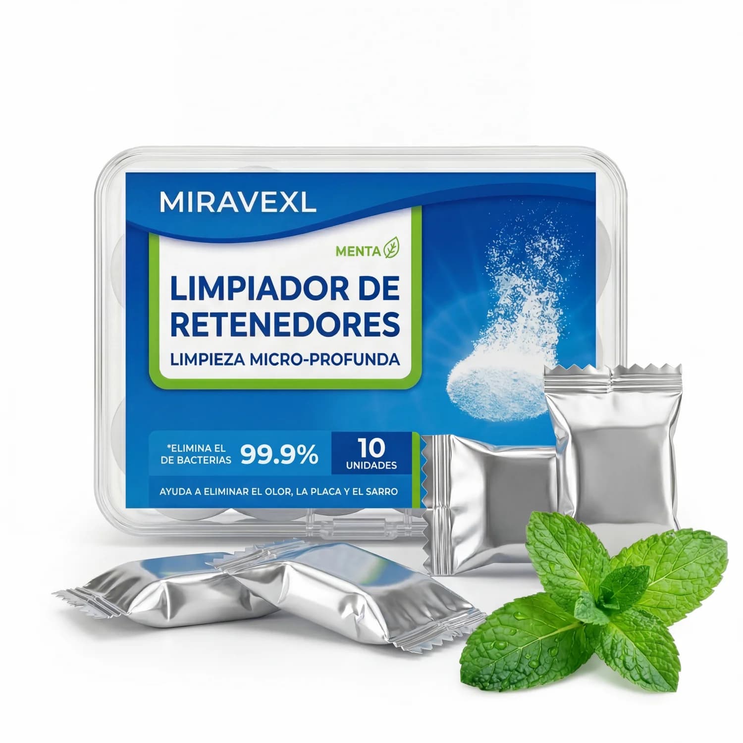 Detergent tablets for orthodontic devices, teethers and liners, remove stains, odors and plaques, night mouth cleanser, 10 tablets