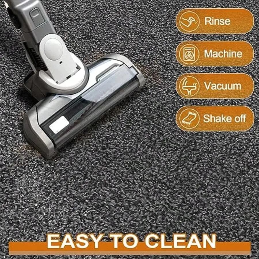 Outdoor Indoor Non-Slip Waterproof Dirt Trapper Doormat Washable Low Profile Entry Rug 60x36 Grey
