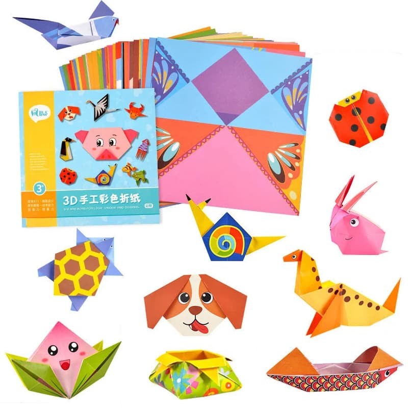 54Pages 3D Origami Paper DIY Kids Craft Toys Cartoon Animal Handcraft Paper Art Montessori Learning Educational Toy for Children