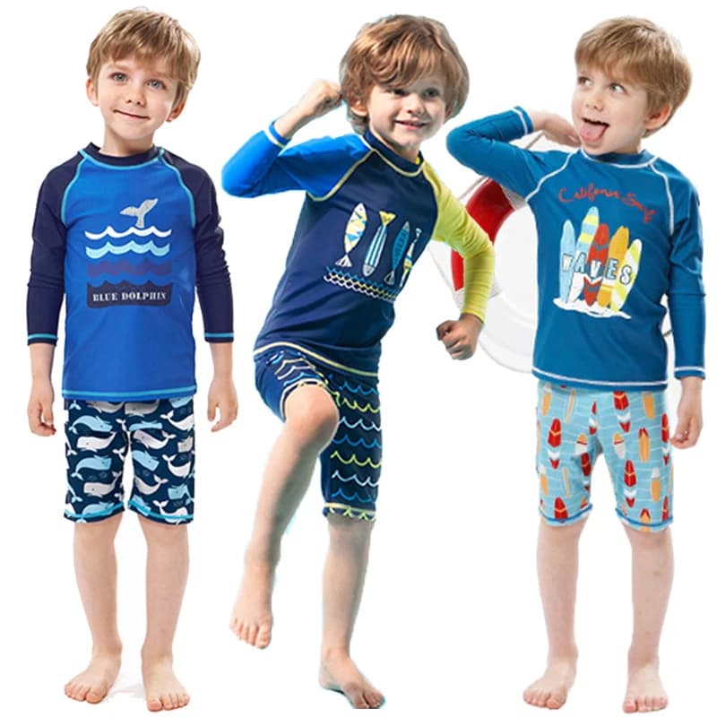 Summer 2pieces Boys Swimwear Surfing Pool Swimsuits For 1 to 10Years Swimming Suit Girl Children Board Shorts Beach Swim Suits