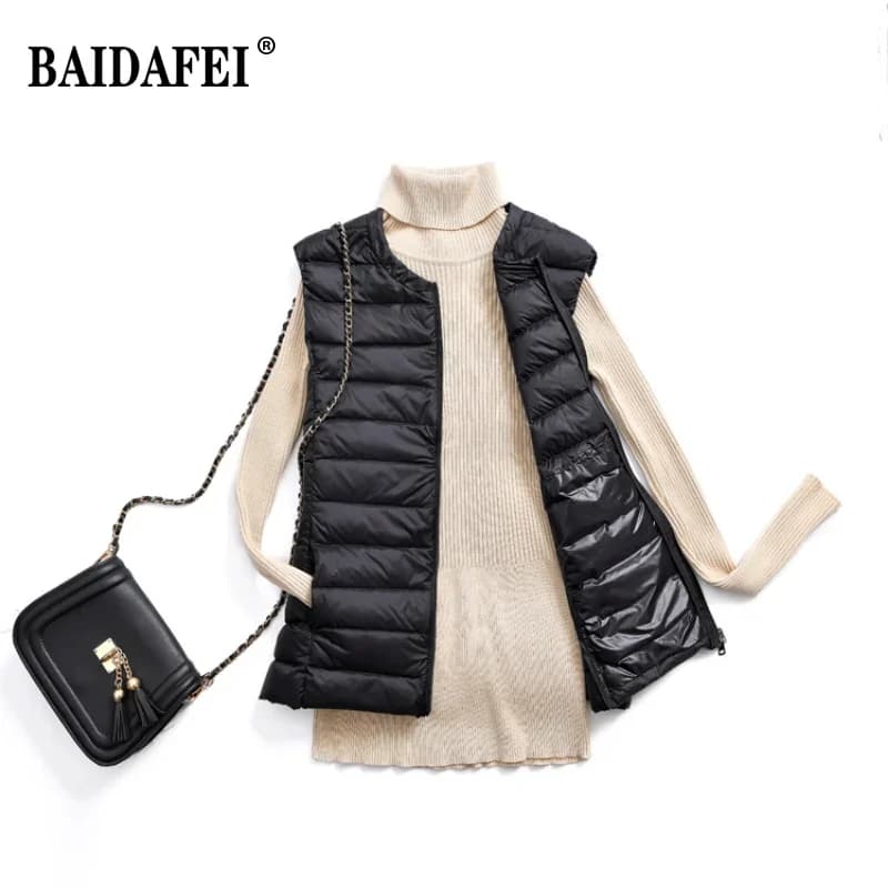 Oversize 5XL 6XL 7XL Donna O-Collo Casual Imbottiture Cappotti Donna Autunno Inverno Ultraleggero Sottile Confezibile Imbottiture Giacca senza maniche