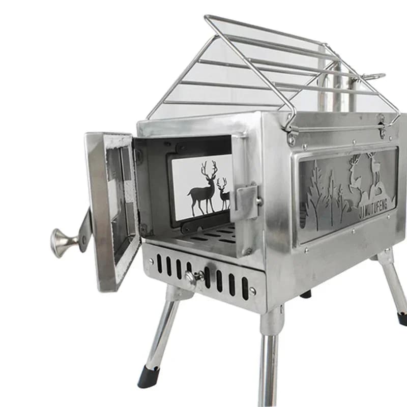 Riscaldamento portatile multiuso pieghevole Cucina Pentole da esterno Tenda Fornello da campeggio in legno