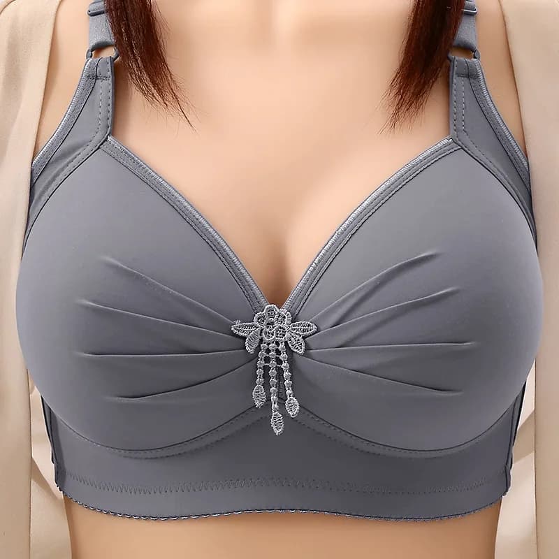 Plus-size Brassiere Lady Wire-free Middle-aged Older Women's Underwear Three-row Hook Large Cup Girl Bra Full Coverage Everyday
