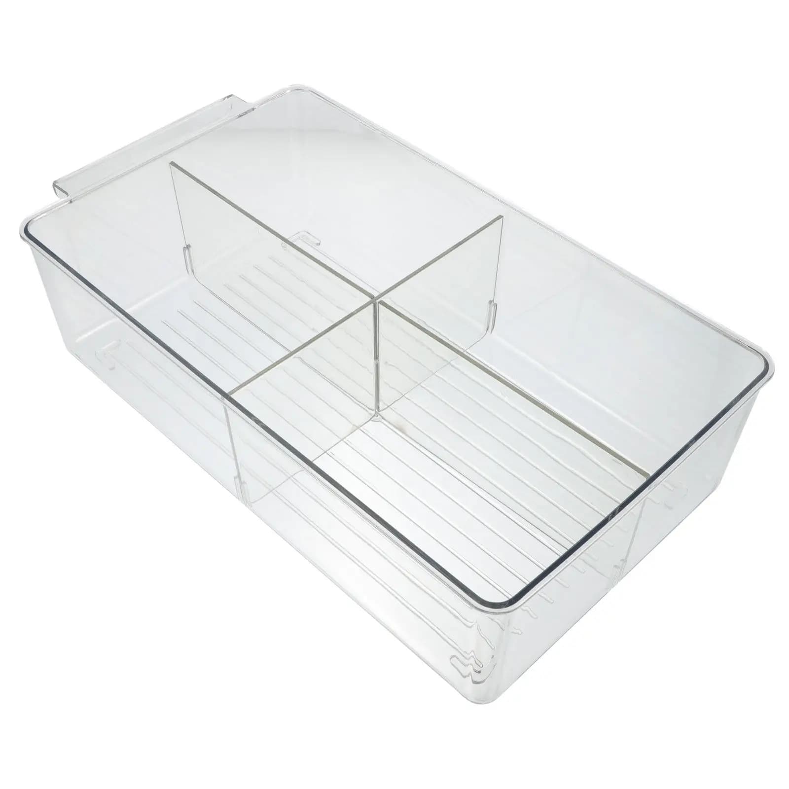 Refrigerator Food Storage Box Crossing Compartment Transparent Plastic Container Fresh Keeping Multipurpose Fruit Vegetable