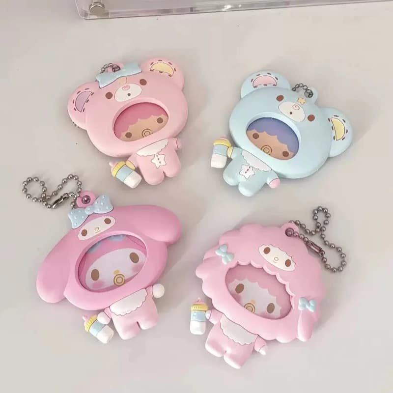 My Melody Anime Badge Holder Keychain My Sweet Piano Hangyodon Photo Frame Pendant Silicone Pin Display Case for Fans Collection