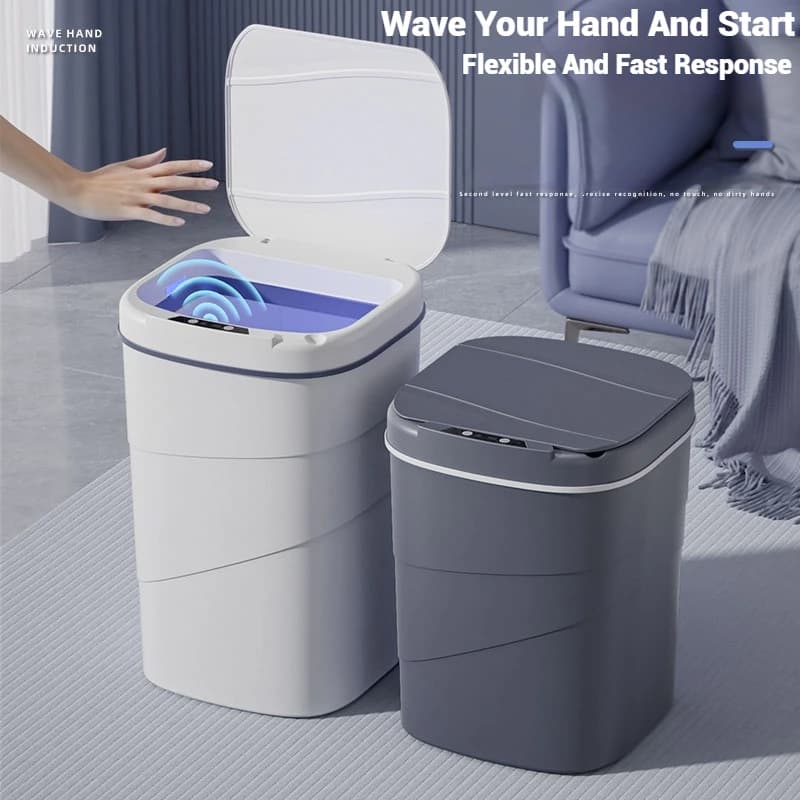 Bidone della spazzatura con sensore automatico da 16 litri Bidone della spazzatura elettrico Cestino della spazzatura da cucina impermeabile Cestino della spazzatura per il riciclaggio del bagno a induzione
