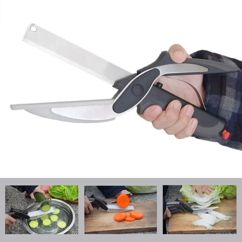 Forbici da cucina in acciaio inossidabile 2 in 1 tagliere chopper frutta verdura multifunzionale