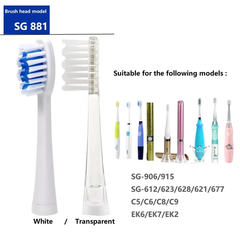 Seago Spare heads for toothbrush SG-831/832 Electric toothbrush for children with soft bristles for the care of the gums for Seago SG977/EK6/EK7/SG513