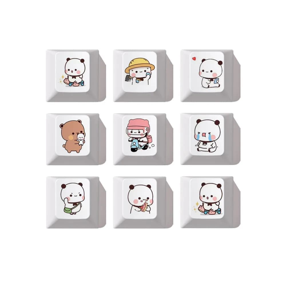MAIMOOOO Tasti Cartoon Bubu Yier Carini in PBT Profilo Cherry 4/7/9 Tasti ESC Spaziatore WASD Tasti Freccia per Tastiera Meccanica Fai-da-Te