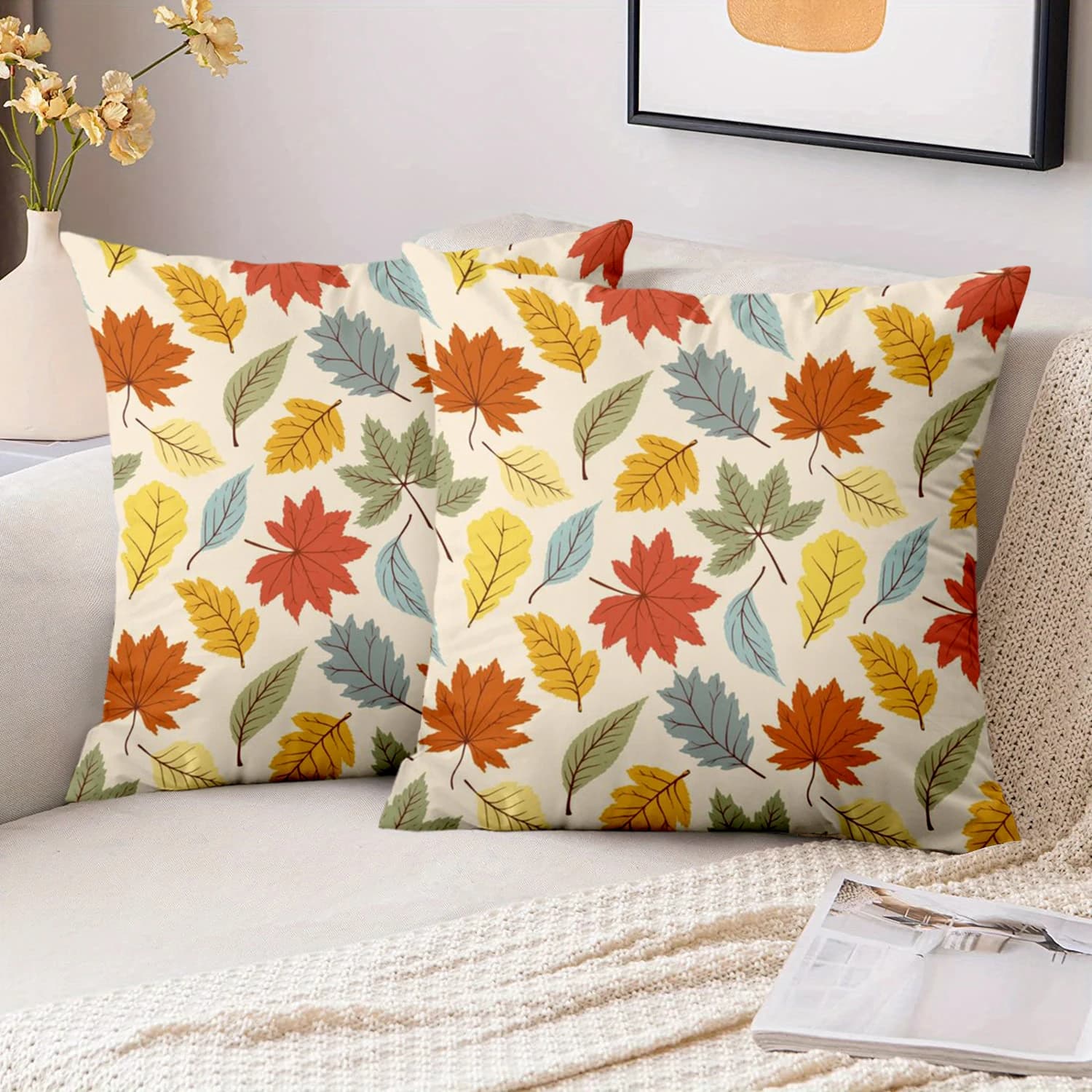 1 pezzo di fodere per cuscini decorativi con motivo a foglie autunnali, federa in poliestere, cuscino decorativo per divano, cuscino per testiera