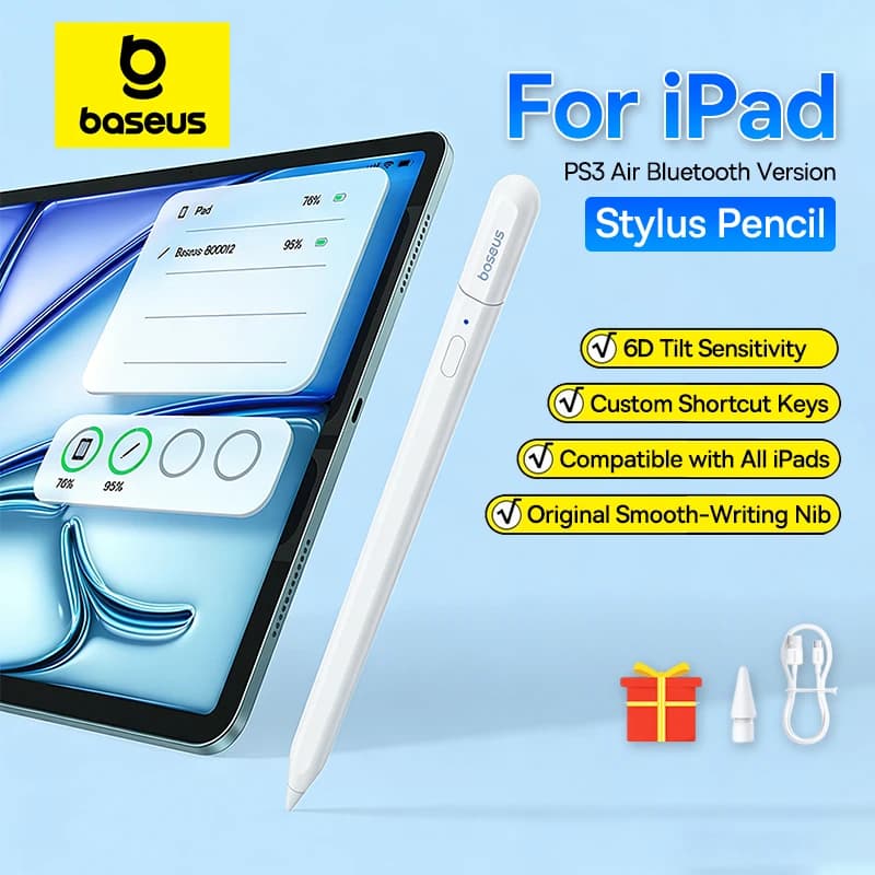 Baseus PS3 Air Penna Stilo Bluetooth per iPad, Ricarica Universale via Cavo per Tutti i Tablet iPad Air Pro Mini, Penna Touch per Scrittura