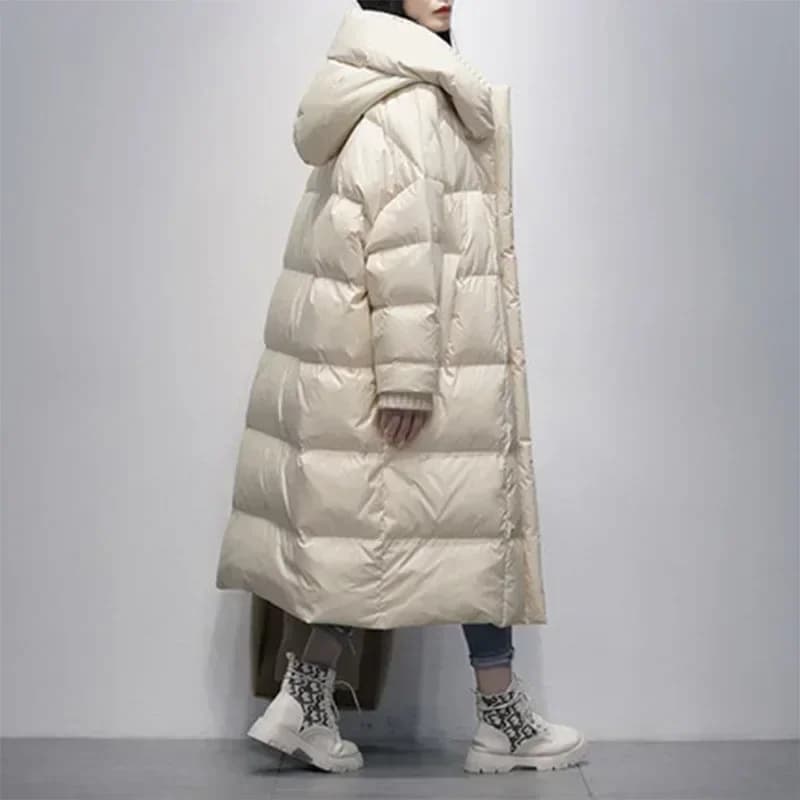 2024 inverno nuove donne piumino sciolto pendolare felpa con cappuccio da donna bianco piumino d'anatra parka oversize