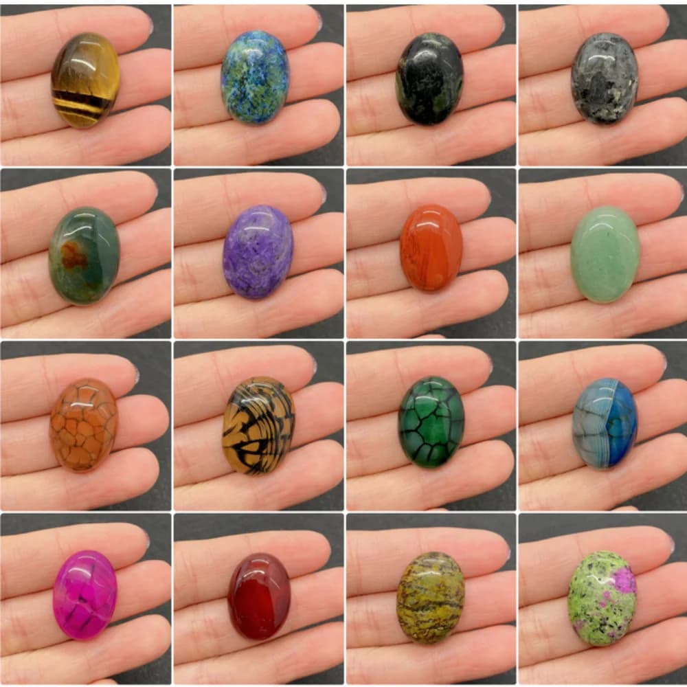 Anello ovale in pietra naturale Perline di superficie Opale convesso Quarzo rosa Occhio di tigre Pietra Accessorio per gioielli con perline sciolte non porose 1 pz/pacco