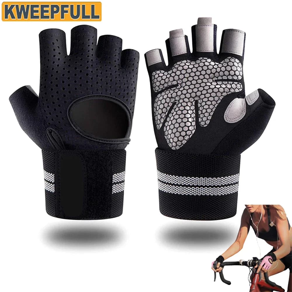 1 pair of training gloves for men and women, weight lifting gloves with wrist bands, gym training support, complete palm protection for fitness