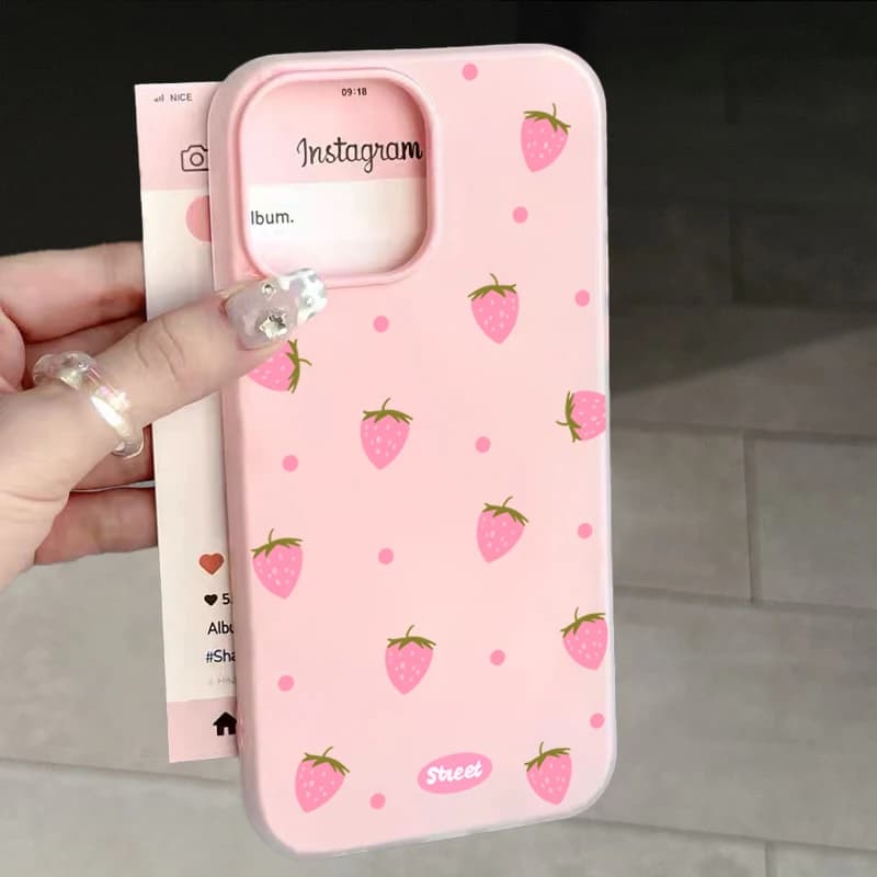 Sweet Pink Strawberry Pattern Phone Case For Samsung Galaxy S26 S25 S24 S23 Ultra S22 Plus A57 A56 A55 A54 A34 A36 A35 FE Funda
