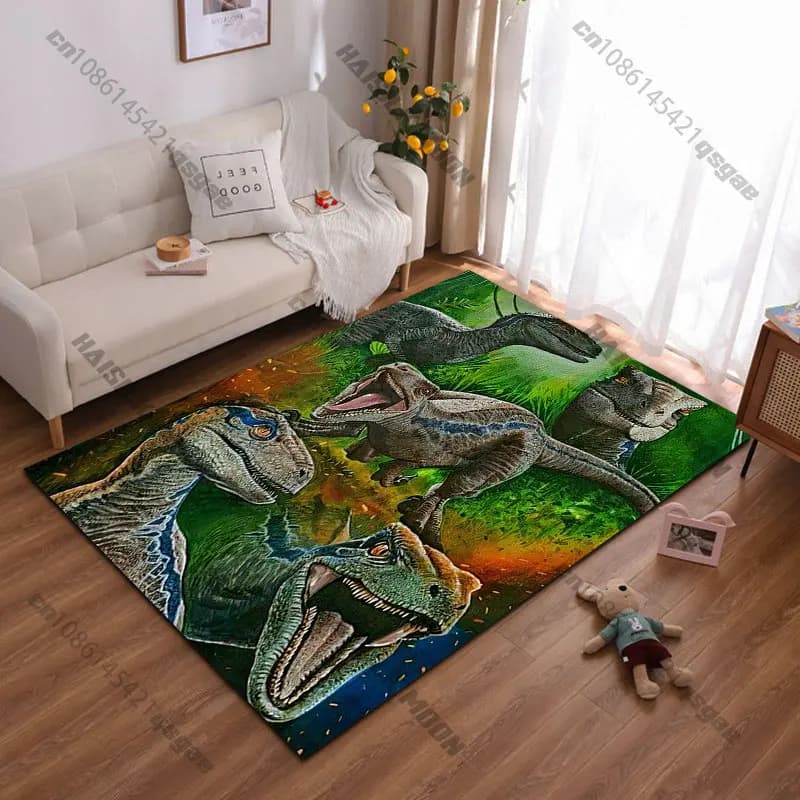 Carpet with dinosaurs screaming and seem aggressive, yoga carpet, decoration for living room, baby mat, zerbino, carpet for play area