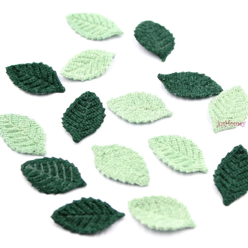 Set di 100 pezzi 27mm * 17mm foglie di tessuto applicazioni in feltro a forma di foglia verde per forniture per cucito fai da te accessori artigianali