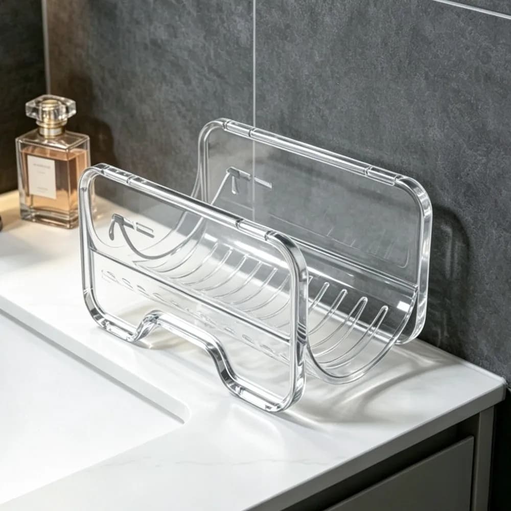 Stackable Curling Iron Storage Rack Transparent Plastic Bathroom Storage Box Space-saving Thickened Water Cup Organizer Office