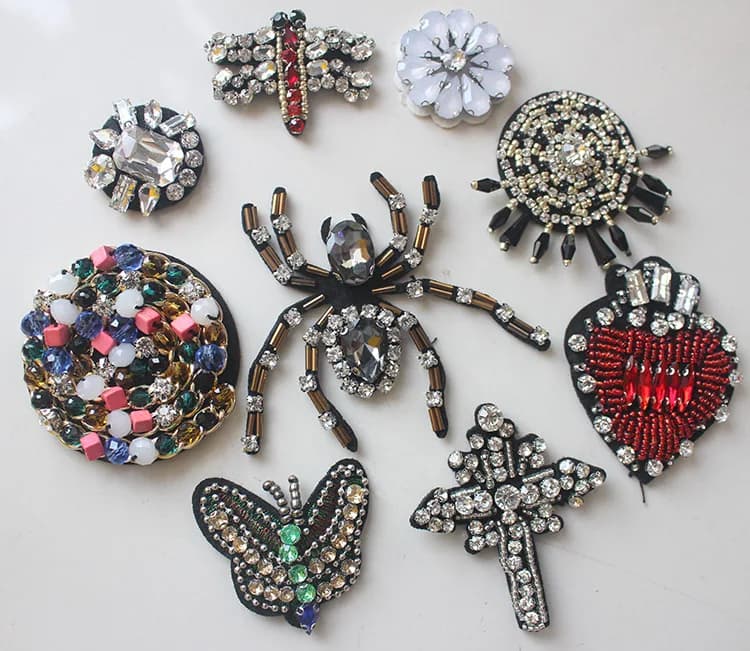 Toppe con paillettes in cristallo con strass e perline, applique per collare, scarpe, borse, cucito su accessori per indumenti, toppe decorative