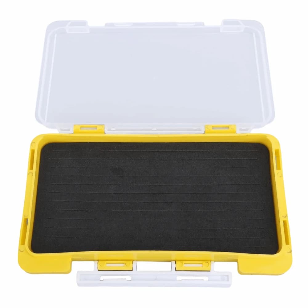 Plastic Fishing Jig Box Foam Insert Yellow Fishing Tackle Box 17.3×9.75×2cm Waterproof Fishing Hook Storage Tackle Storage
